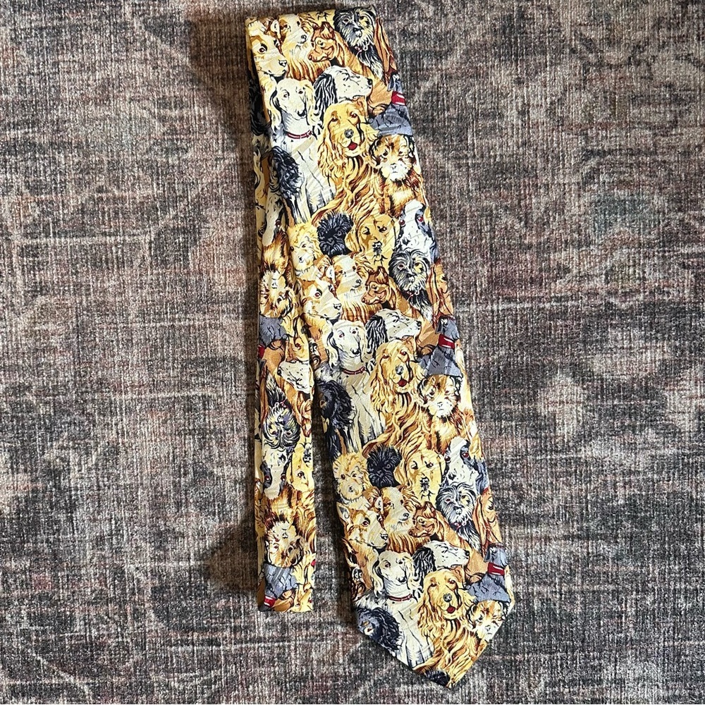 Museum Artifacts All Silk Handmade Dog Print Neck Tie